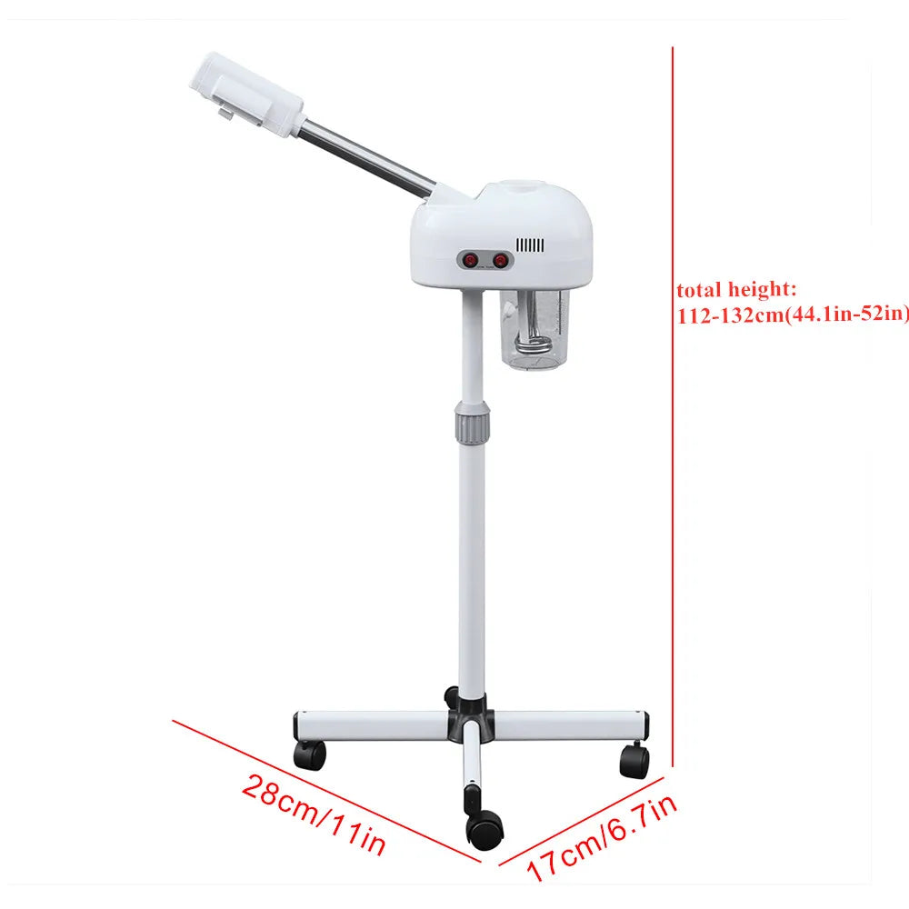 110V US Plug Facial Steamer - 360° Rotatable 0.2Gal Large Tank 42℃ Warm Steam Ozone Negative Ion Skin Care Equipment