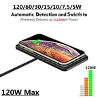 120W Wireless Charger Car Silicone Pad Stand For iPhone 17-12 Xiaomi Samsung Huawei Mobile Phone Fast Car Wireless Charging