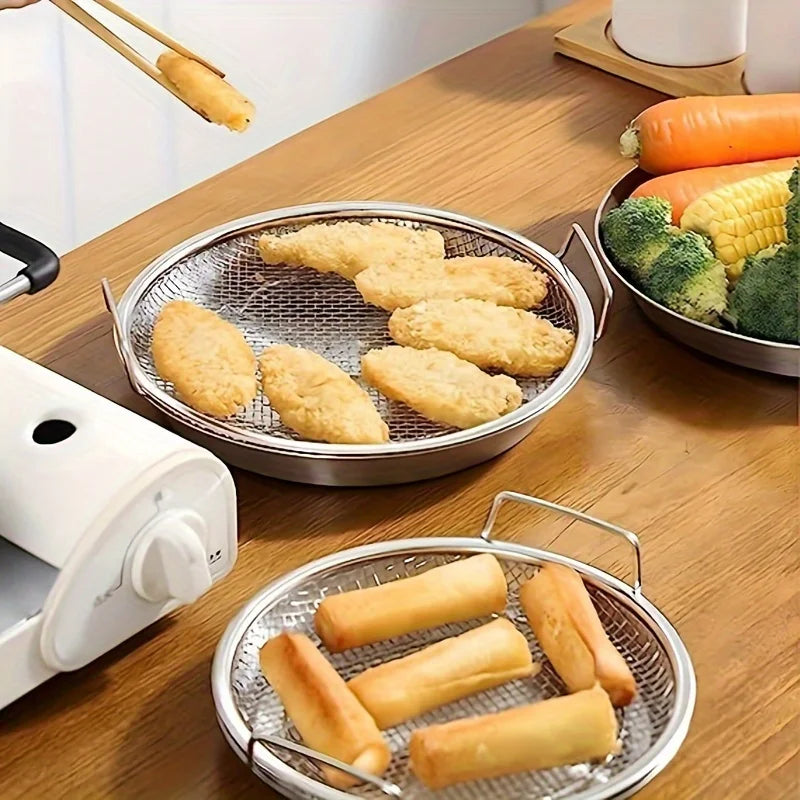 tainless Steel Filter Tray,Reusable Round Mesh Basket,Frying Grilling,Kitchen Strainer,Fruit vegetable water filter basket Imagen secundaria del producto