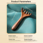 Natural Golden Sandalwood Five-Claw Scalp Massager Gua Sha Tool Back Scratcher Spa Handheld Meridian Massage Comb Hair Care