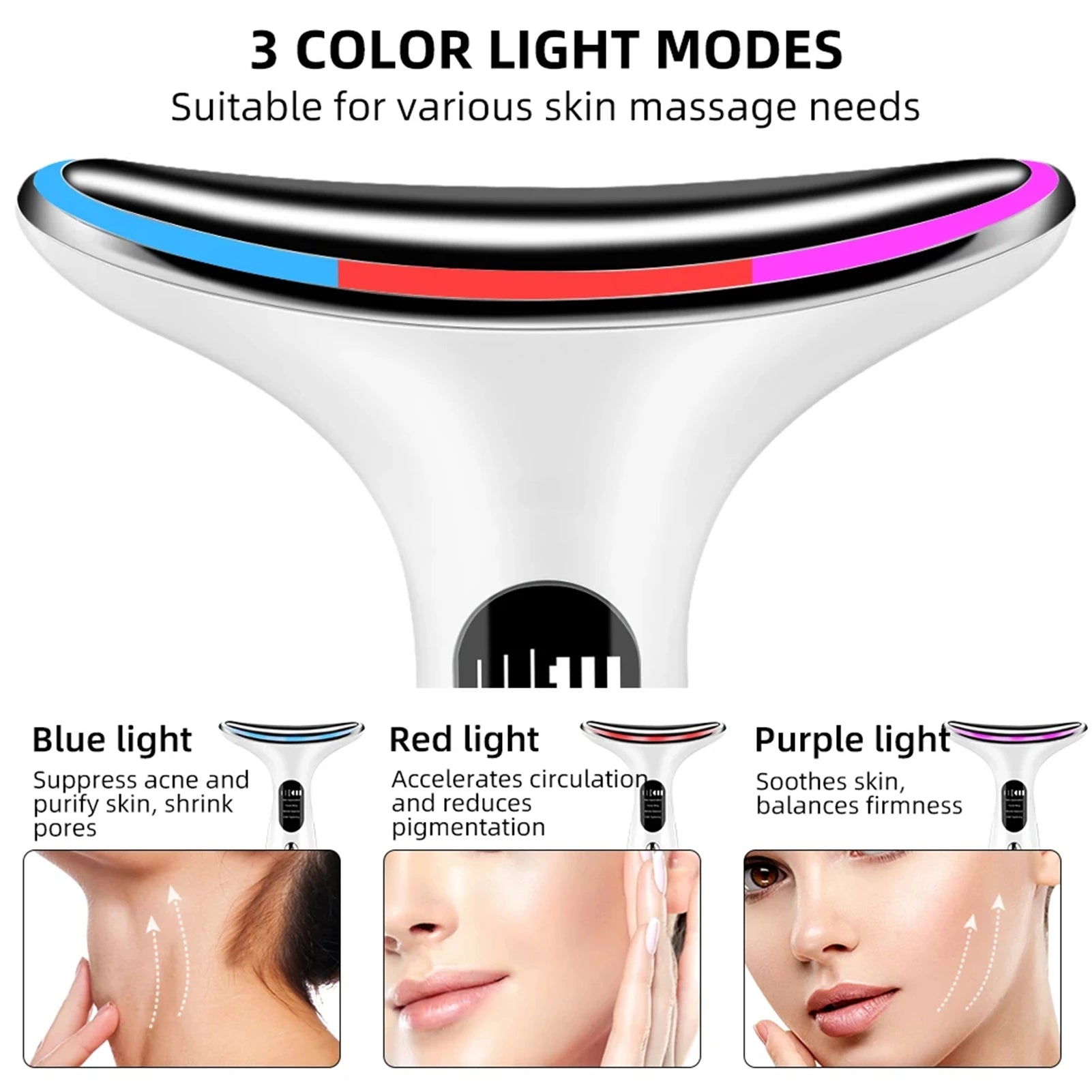 Handheld Face Massager Comfortable Facial Massager Face and Neck Beauty Device for Skin Care Adults Men and Women White Secondary image