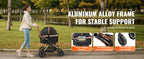 SucceBuy 66 lbs Pet Stroller Foldable Dog Puppy Stroller with Brakes Storage Basket Detachable Carrier for Small to Medium Dogs