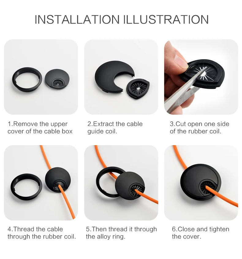 50/53/60mm Office Table Wire Hole Covers Computer Desk round metal decoration box Furniture Hardware Fittings