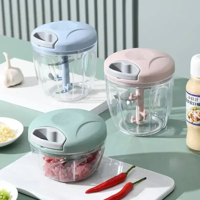 500/900ML Rope Grinder Vegetable Cutter Kitchen Garlic Puller Minced Garlic Chili Fruit Puree Garlic Mixer Rotary Food Processor Imagen secundaria del producto