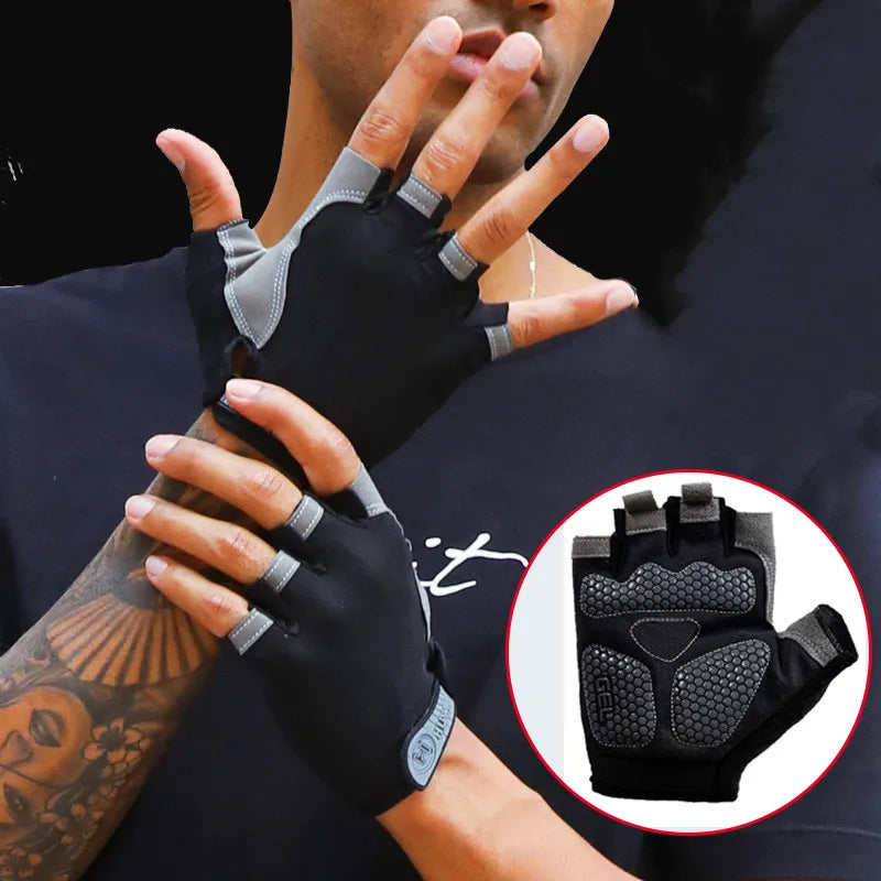 Anti-Slip Breathable Workout Gloves, Fingerless Fitness Training Gym Gloves for Men Women Bodybuilding Cycling Exercise
