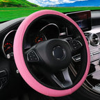 Artificial Leather Three-dimensional Embossed-car without Inner Ring Steering Wheel Cover Auto Parts for 14.5-15 Inches