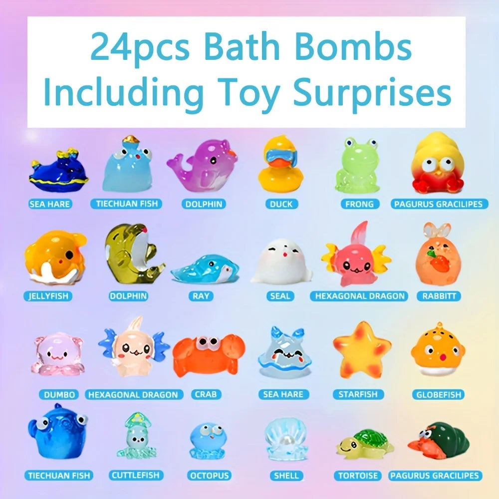 Bath Bombs for Kids with Surprise Inside, 24 Pack Kids Bath Bombs Gift Set, Natural Organic Kids Bubble Bath Fizzy for Girls Boy Imagen secundaria del producto