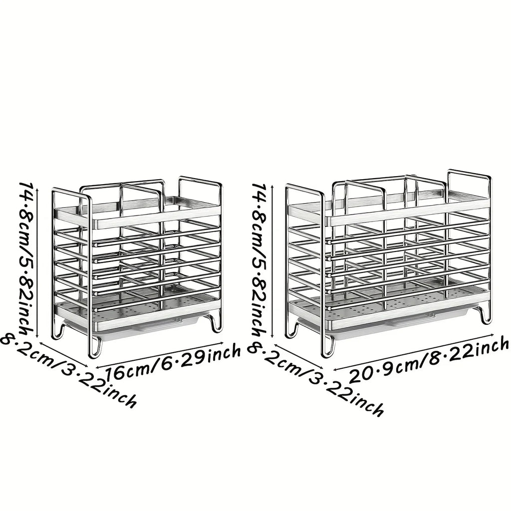 No-Drill Wall-Mounted Utensil Holder. Stainless Steel Space-Saving Organizer for Kitchen Cutlery, Ideal for Small Spaces.