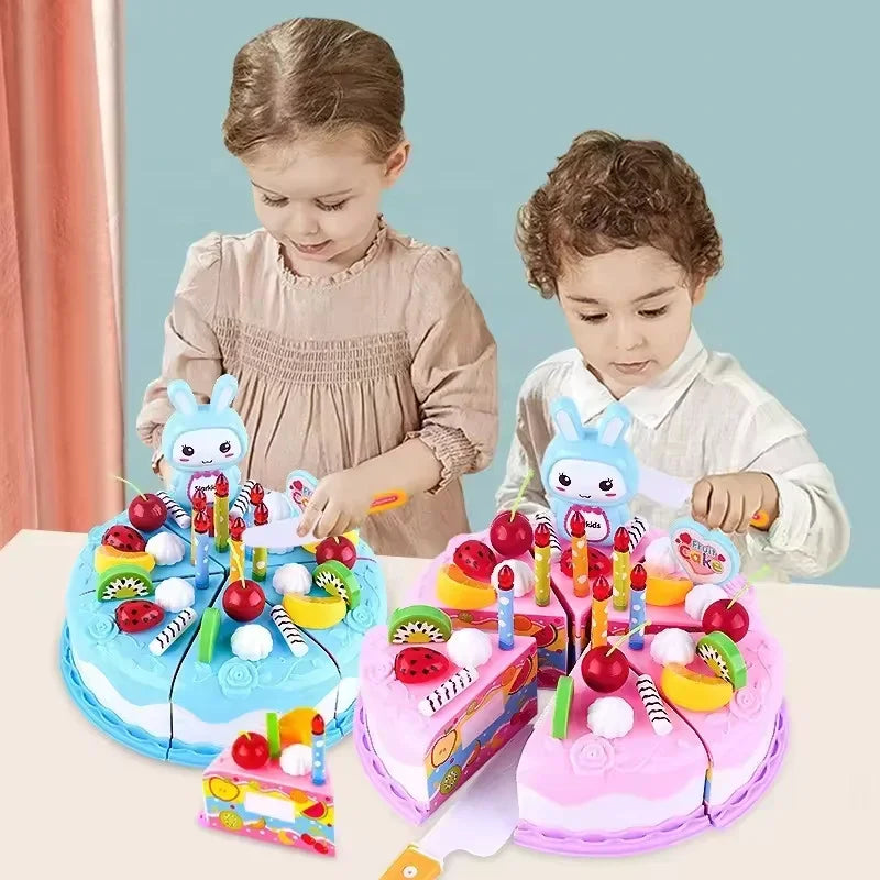 Kids Toy Simulation DIY Birthday Cake Model Kitchen Pretend Play House Cutting Fruit Food Toy for Toddler Children Gift Boy Girl Image secondaire du produit