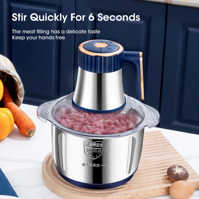 5L Electric Meat Grinders 304 Stainless Steel Food Crusher Multifunctional Vegetable Slicer Chopper Mincer Baby Food Processor Imagen secundaria del producto