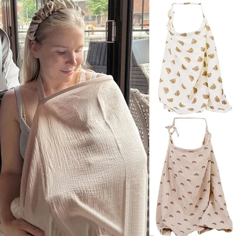Breathable Baby Nursing Cover Maternity Breastfeeding Cover Cotton Muslin Baby Feeding Blanket Privacy Apron Stroller Blankets Imagen principal del producto