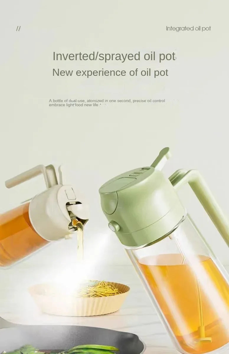 2-in-1 Kitchen Oil Sprayer and Dispenser Bottle, Plastic Oil Mister for Cooking, BBQ, Baking, Roasting and Picnic
