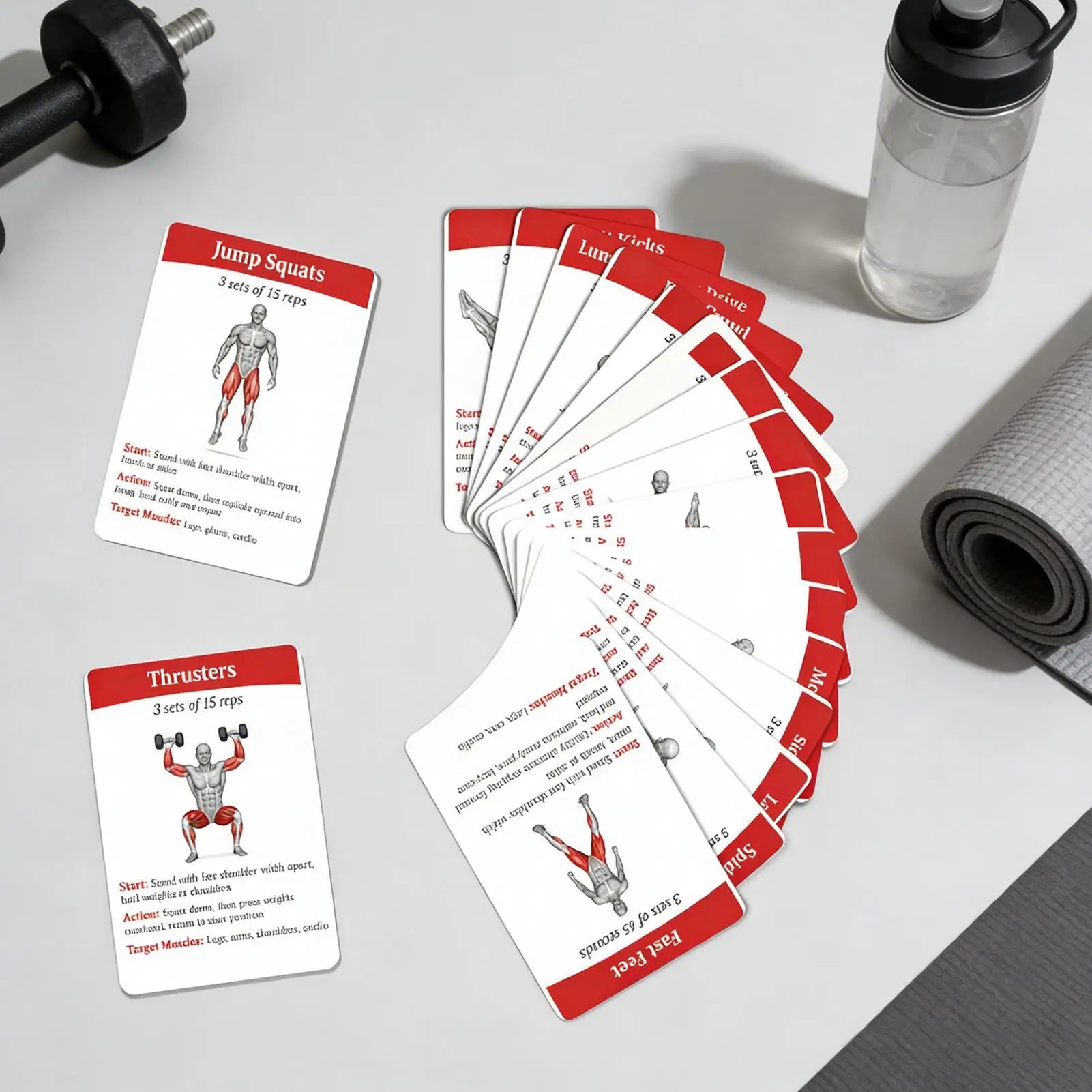 36pcs Fitness Cards Comprehensive Guide To Core Strength  Aerobic Training Exercises Guide Fitness Equipment Cards for Home Gym