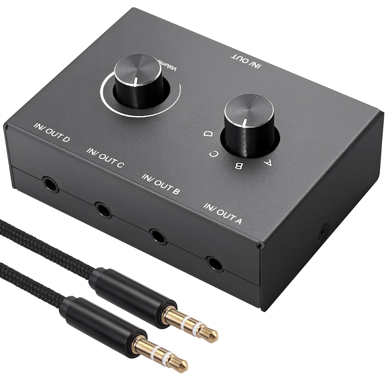 4 Way/2 Way 3.5mm Stereo Audio Switcher Bi-Directional Audio Switch Splitter Box 2 In 1 Out 4 In 1 Out with Mute Button