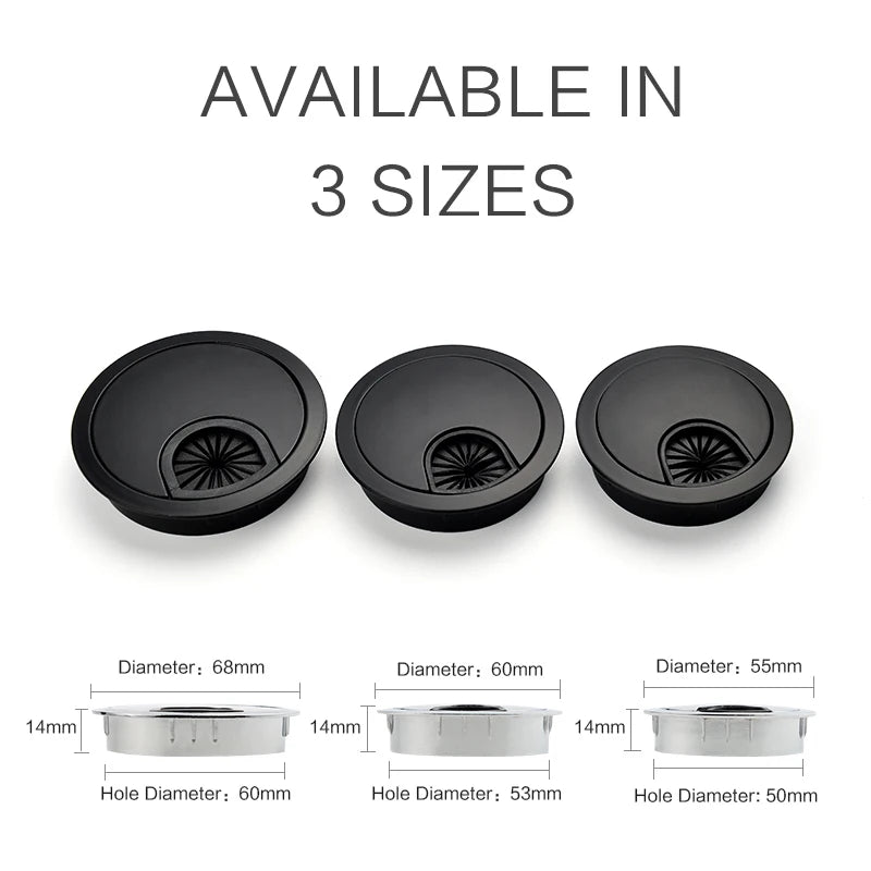 50/53/60mm Office Table Wire Hole Covers Computer Desk round metal decoration box Furniture Hardware Fittings