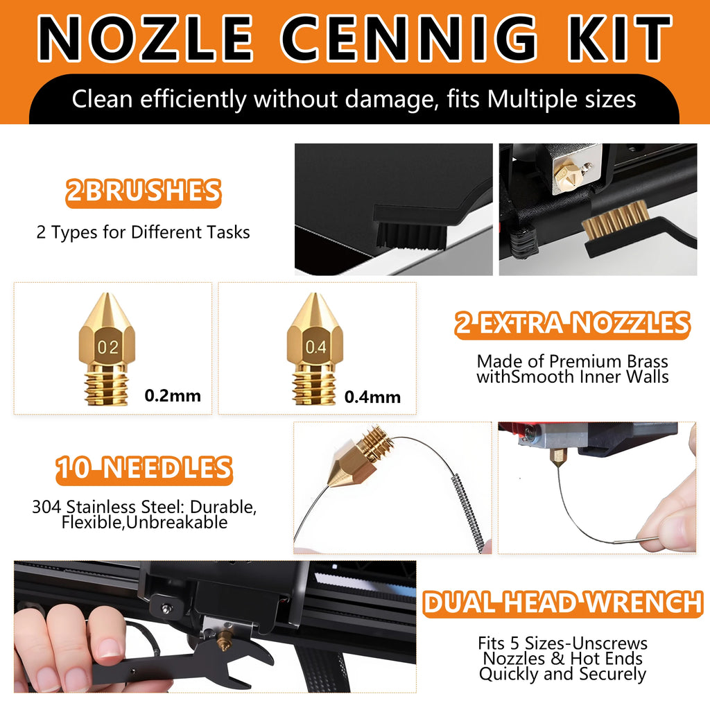 3D Printer Tool Kit 34PCS Maintenance with Nozzle Cleaning Tools, Scraper, Brushes, File Set, Cutter, Knife for FDM/SLA Printers