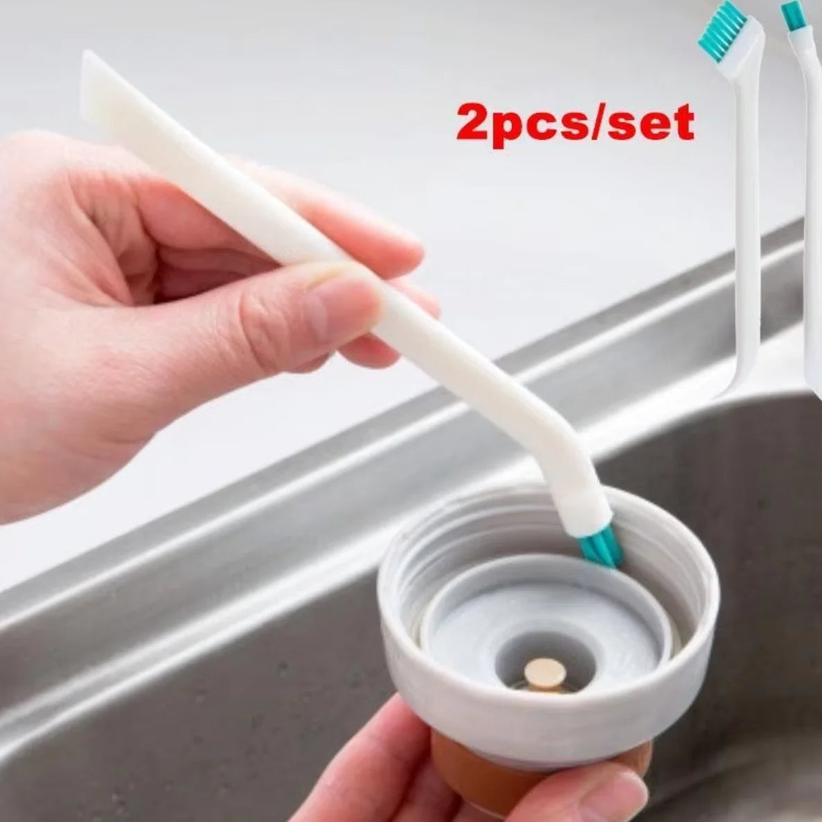 2 Pcs/Set cleaning narrow brush long handle portable gap baby bottle gap cleaning brush household kitchen tool small brush Image principale du produit