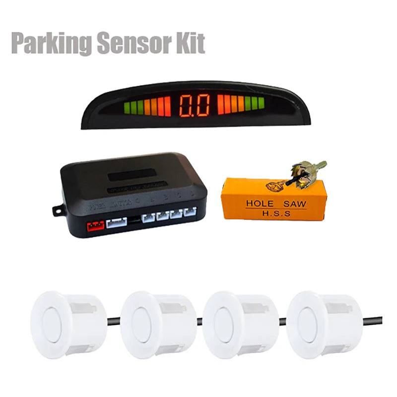 Car LED Parking Sensor Kit with 4 Radar Accurate Digital Display of Obstacle Distance Alarm Parktronic Kit Suitable For Most Car