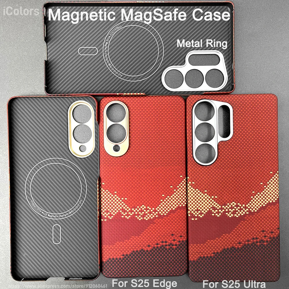 Carbon Fiber Case For Samsung Galaxy S25 Ultra/S25+/S25/S25 Edge Lens Camera Protection Aramid Fiber Cover Lightweight Slim Case