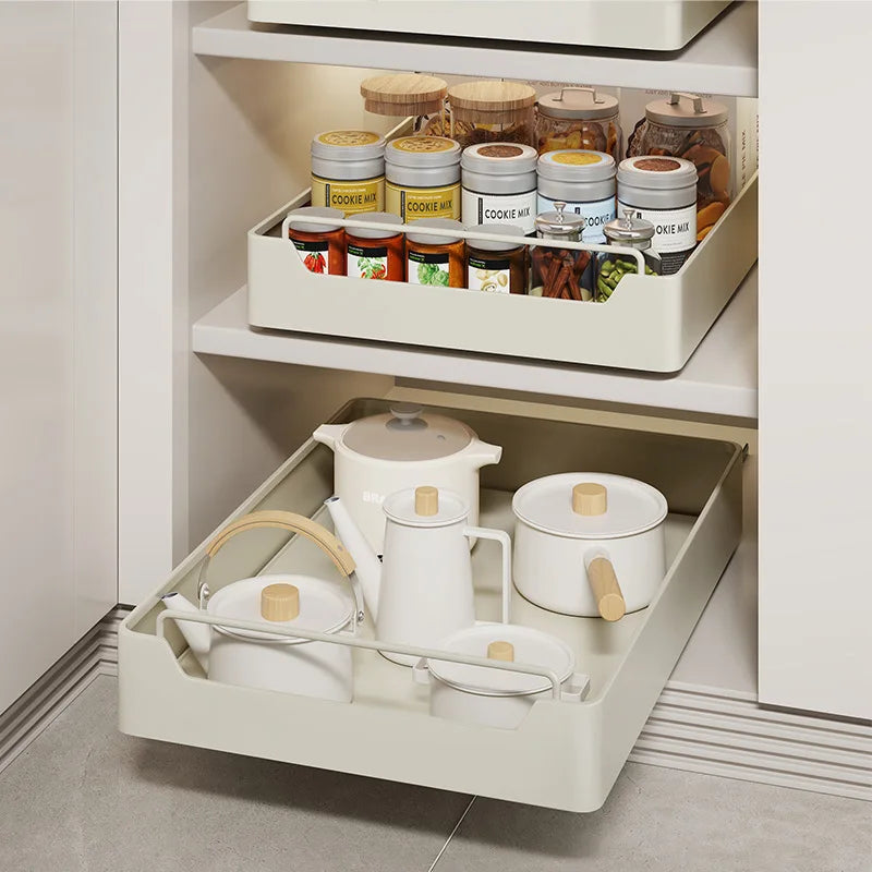 Kitchen Storage metal holdetr with Slide Rails Pull-out Drawer Storage Tray Spice Storage Rack Cabinets Organizer Imagen principal del producto