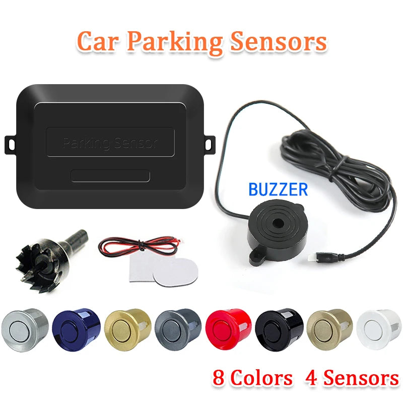 SINOVCLE 4 Sensors Buzzer 22mm Car Parking Sensor Kit Reverse Backup Radar Sound Alert Indicator Probe System 12V  Free Shipping Imagen principal del producto