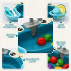 Children Play Kitchen Set with Simulated Dishwasher Sink Hand Basin Electric Circulating Water Toy for Boys Girls Kids Role Play