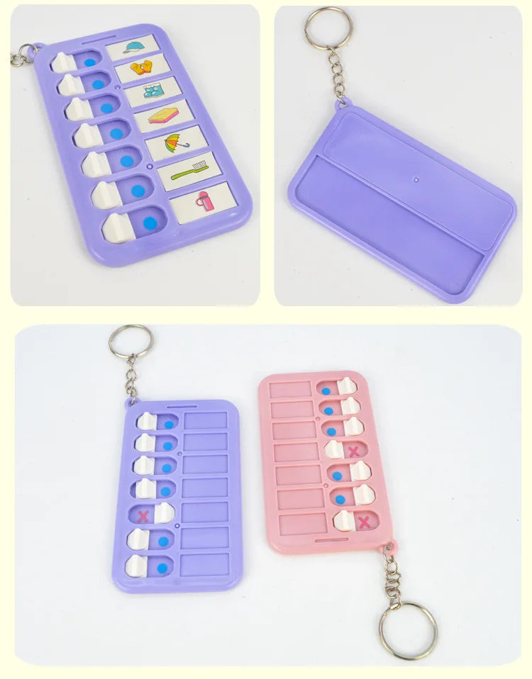 Kids Self-Discipline Checklist Memo Board Portable Keychain Visual Habit Tracker for Children Daily Task