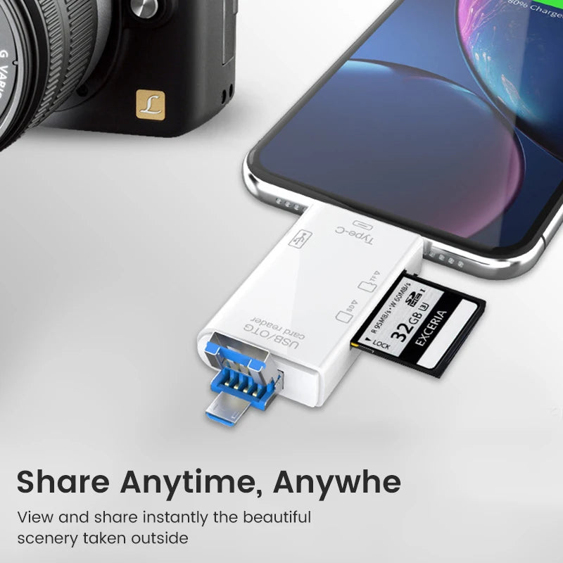 6 in 1 Otg Type C Card Reader Usb 2.0 TF Mirco SD Smart Memory Flash Drive Adapter Micro Mobile Phone Accessories Imagen secundaria del producto