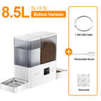 ROJECO 2In1 Automatic Pet Feeder Gravity Water Fountain 8.5L Button Version Auto Cat Kibble Dispenser with Water Refill Drinker