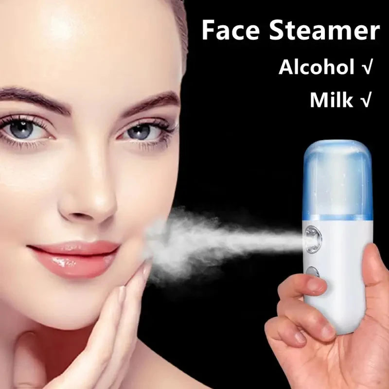 Portable Nano Mist Facial Steamer, USB Rechargeable Moisturizing Sprayer & Humidifier for Deep Hydration, Home Travel Skin Care Imagen principal del producto