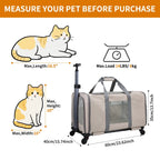Cat trolley for 2 cats – Cat transport box large with wheels for 2 animals – Transport bag with wheels & safety belts for travel