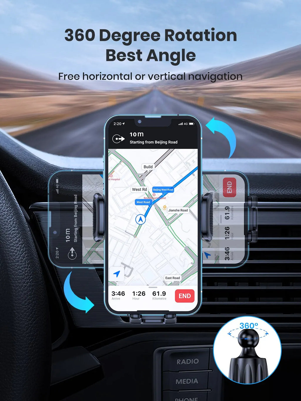 TOPK Car Phone Holder Gravity Stand for iPhone Xiaomi Samsung Car Mobile Support for Dashboard Windshield Air Vent Phone Mount