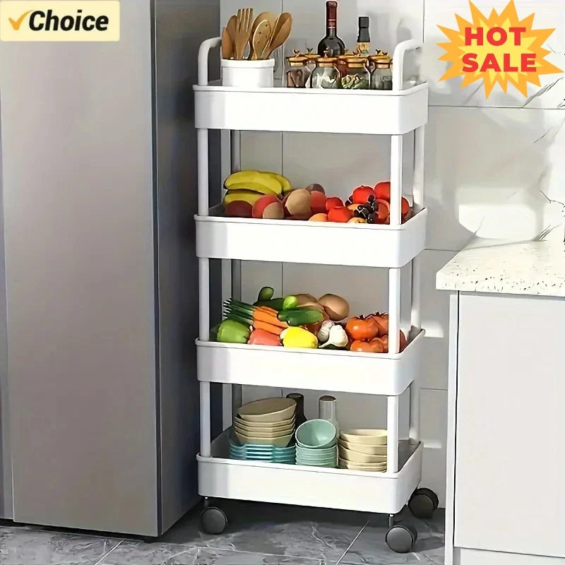 5-layer Multi-function Multifunctional Rolling Storage Cart,Open Shelves for Living Spaces Book Display,Ideal ForKitchen,Bedroom