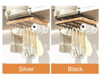 JUSTINLAU Stainless steel Kitchen Hanging Organizer Rack with Hook Paper Towel Rag Hanging Cutting Board Pot Cover Storage Shelf