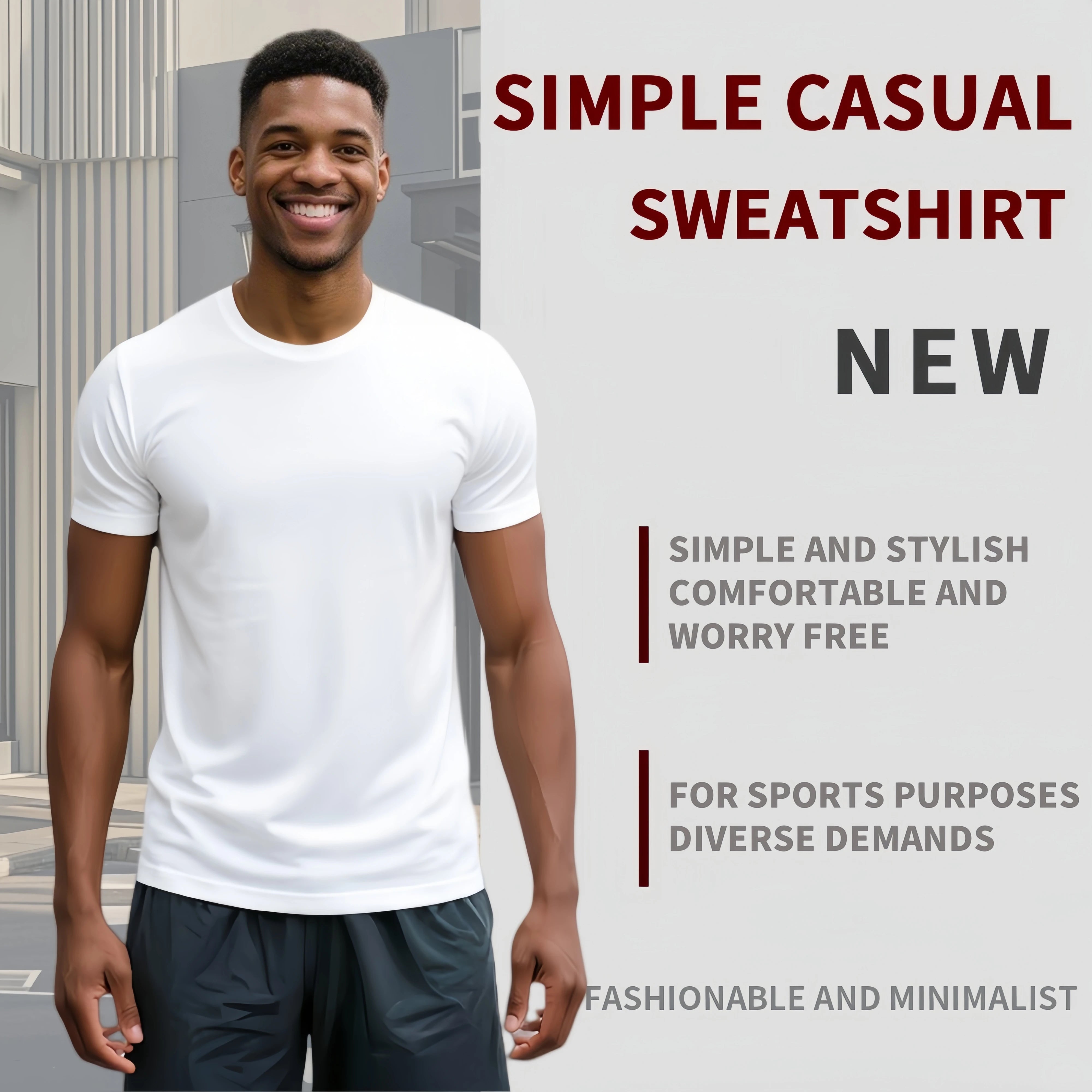5Pcs Men's Quick Dry Basic Short Sleeve Gym Running Street Outdoor Exercise Sport Shirt Tops Lightweight Secondary image