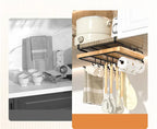 JUSTINLAU Stainless steel Kitchen Hanging Organizer Rack with Hook Paper Towel Rag Hanging Cutting Board Pot Cover Storage Shelf