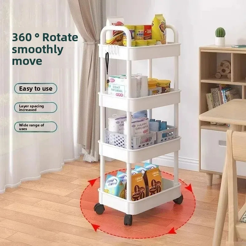5-layer Multi-function Multifunctional Rolling Storage Cart,Open Shelves for Living Spaces Book Display,Ideal ForKitchen,Bedroom