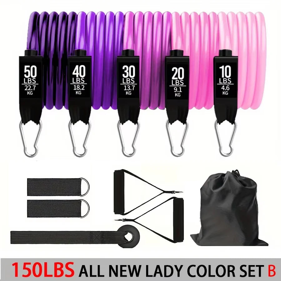 Resistance strap with handle: used for muscle training, strength building, body shaping, yoga, home fitness equipment - natural
