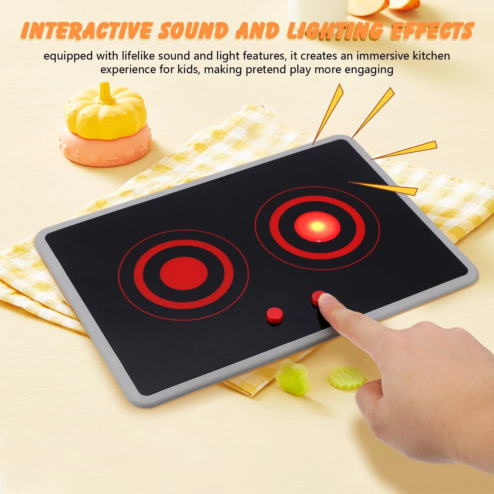 Kids Play Kitchen Appliance Realistic Induction Stove With Sound & Light Pretend Play Kitchen Toy For Toddler Operated Models Image secondaire du produit