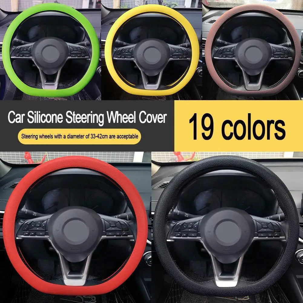 Car Silicone Steering Wheel Cover Men's And Women's Summer Fashion Sweat Wicking Non-slip All-season Model Thin And Soft Imagen principal del producto