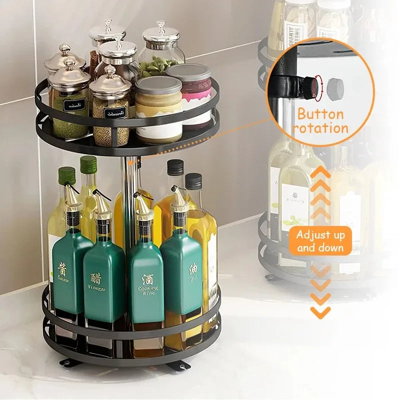 360°Rotation Spice Rack Organizer Jar Cans Non-Skid Storage Tray for Seasonings Kitchen storage rack Kitchen Accessories Imagen secundaria del producto