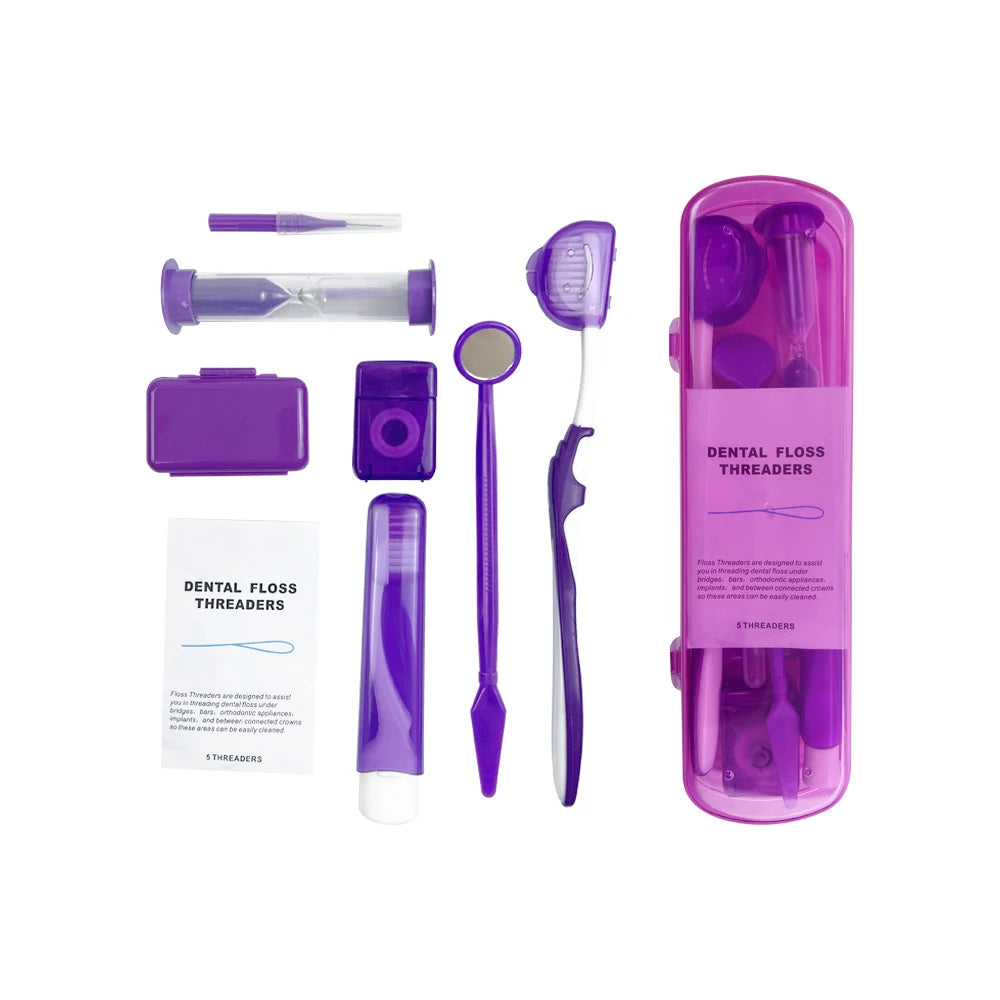 8pcs/set Orthodontic Care Kit Oral Cleaning Teeth Whitening Portable Whitening Tool Suit Interdental Brush Portable