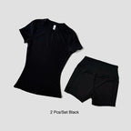 Women's Sports Yoga Set Seamless Knitted Fitness Gym Clothes Sportswear Short Sleeve Crop Top Tracksuits Gym Short Leggings