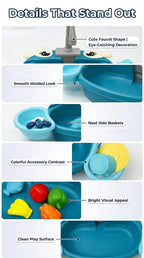 Children Play Kitchen Set with Simulated Dishwasher Sink Hand Basin Electric Circulating Water Toy for Boys Girls Kids Role Play