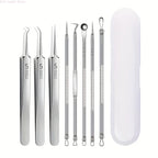 8pcs Professional Skin Care Tools Stainless Steel Pimple Extractors & Needles - for Blackhead Removal, Acne Treatment