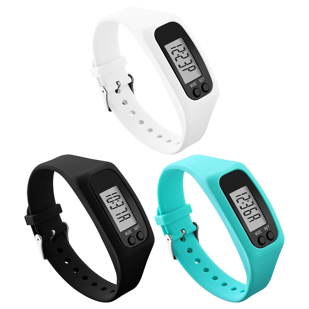 LED Pedometer Bracelet Wrist Calorie Counter 12/24H Time Display Walking Running Pedometer Fitness Watch for Outdoor Sports