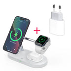 3 in 1 Wireless Charger Stand Magnetic For iPhone 12 13 14 15 Fast Charging Station for Apple Watch 9 8 7 6 5 Airpods 2 3 Pro
