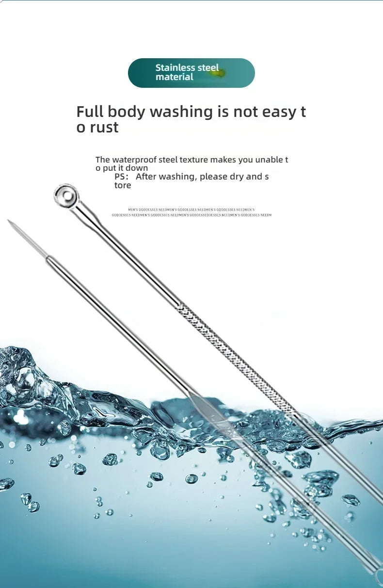 8pcs Professional Skin Care Tools Stainless Steel Pimple Extractors & Needles - for Blackhead Removal, Acne Treatment