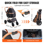 SucceBuy 66 lbs Pet Stroller Foldable Dog Puppy Stroller with Brakes Storage Basket Detachable Carrier for Small to Medium Dogs