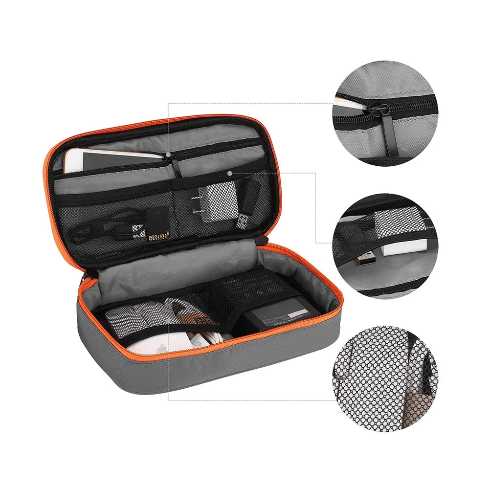 Portable Electronic Accessories Travel case,Cable Organizer Bag Gadget Carry Bag for iPad,Cables,Power,USB Flash Drive, Charger Imagem principal do produto
